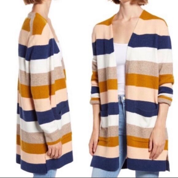 Madewell Kent Colorblock Wool Alpaca Cardigan NEW Plus Size 3X Bengali Indigo - Picture 1 of 11